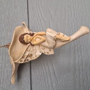Vintage Fairycore Whimsical Fairy On A Lily Flower Holiday Christmas Ornament